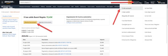 saldo dei buoni regalo amazon