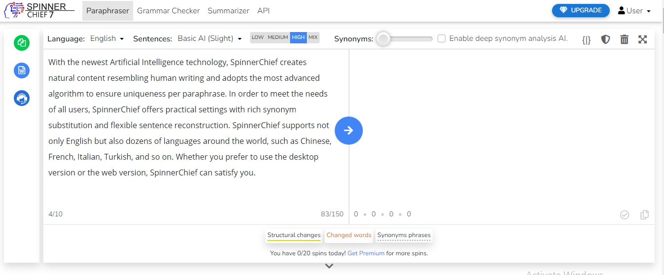 Spinner Chief Article Rewriter tool