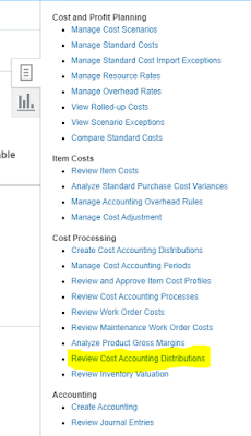 How to see costing of item in Oracle Cloud