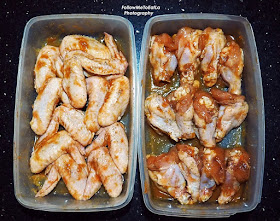 Marinade the chicken wings evenly in a medium-sized container, leave overnight in the fridge
