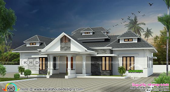 Sloping roof modern house with 4 bedrooms