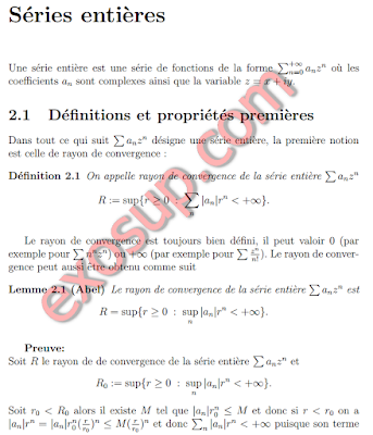 Notes de cours ANALYSE COMPLEXE