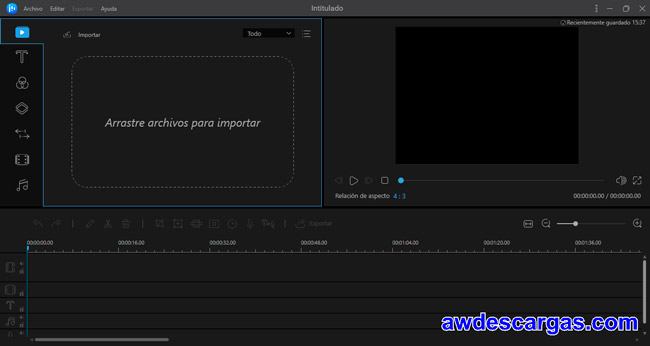 EasUS Video Editor Full Interfaz principal