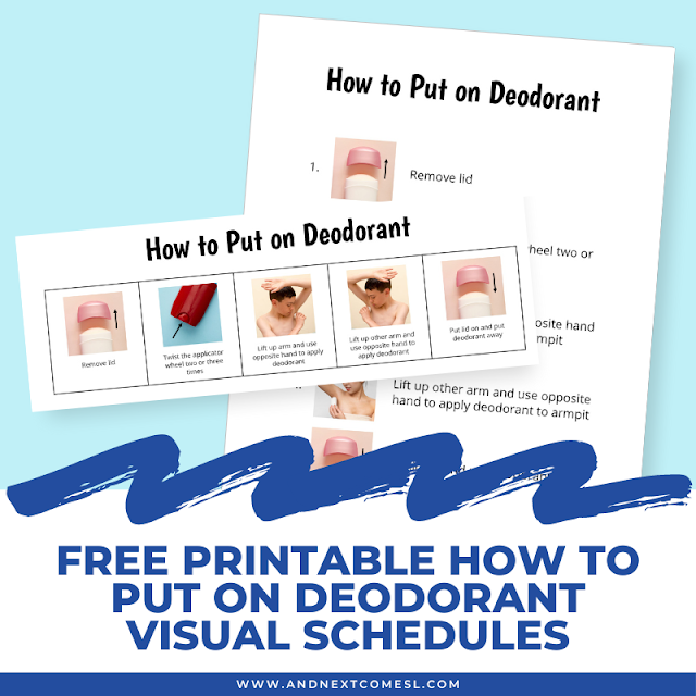 Free printable how to put on deodorant visual schedules