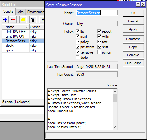 Menambahkan Script Auto Remove Session User Manager Mikrotik