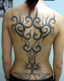 Beautiful Tribal Tattoo Design For Girls Back
