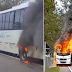 Ônibus que transportava pacientes de Nova Friburgo pega fogo na BR-356, em Itaperuna