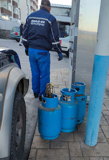 Filling up our gas bottles