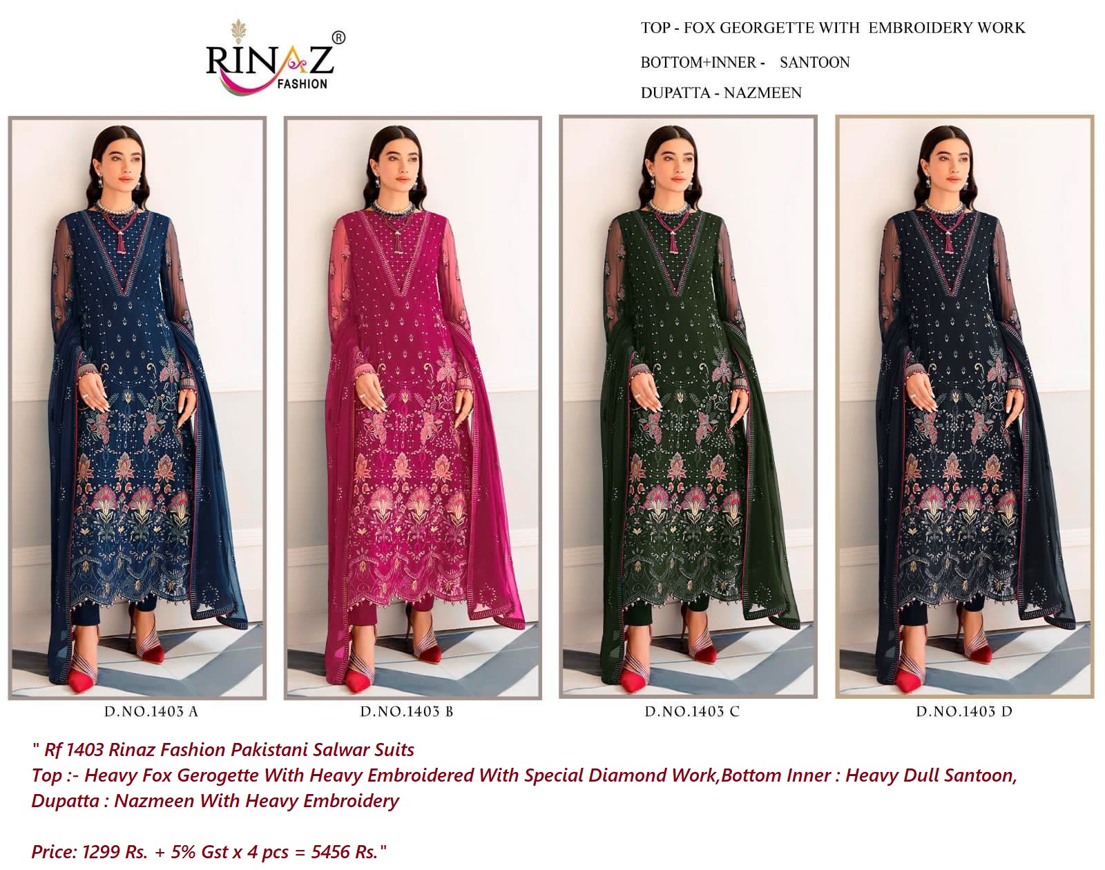 Rf 1403 Rinaz Fashion Pakistani Salwar Suits