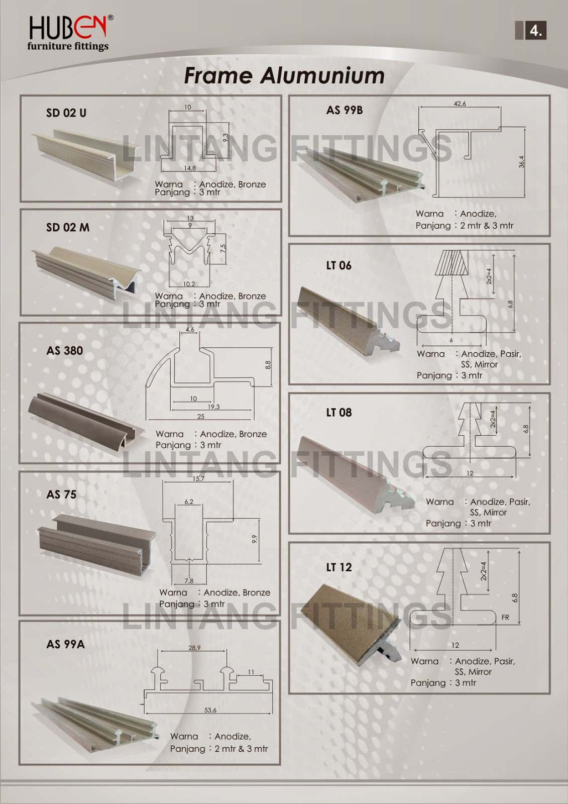 Frame Aluminium Huben dan Profile Handle Huben Lintang 