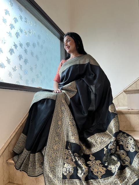 Black saree with koniyas