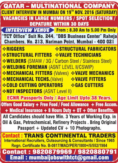 MNC Company jobs for Qatar