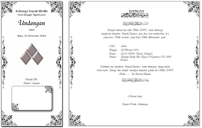 Undangan Walimatul Ursy, tahlil dan Aqiqah dengan format 