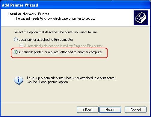 add printer wizard- a network printer