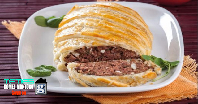 Rollo de Hojaldre de Carne y Queso