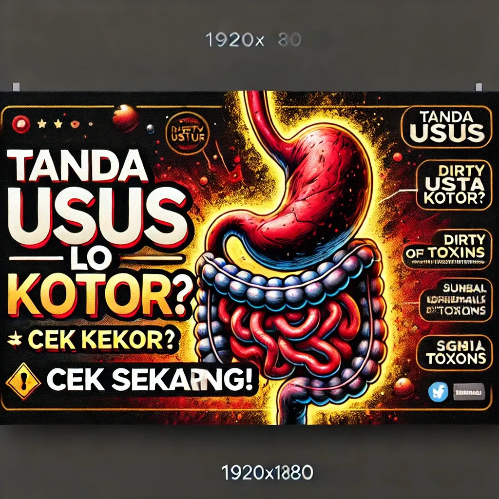 Ilustrasi perut manusia dengan efek visual usus kotor dan teks mencolok: 'Tanda Usus Lo Kotor? 🚨 Nomor 8 Bikin Auto Illfeel!' untuk menarik perhatian pembaca.