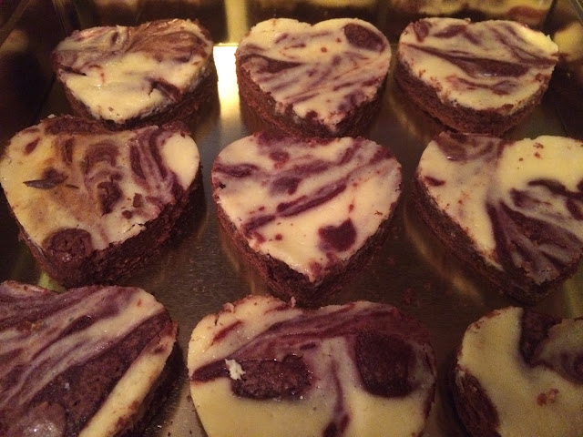 Picture of red velvet cheesecake heart shaped brownies