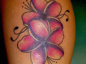 Purple Plumeria Tattoo on Shoulder