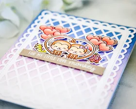 Sunny Studio Stamps: Love Monkey Frilly Frames Lattice Love Themed Monkey Cards by Keeway Tsao