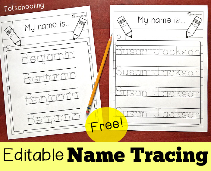 editable name tracing sheet totschooling toddler preschool kindergarten educational printables