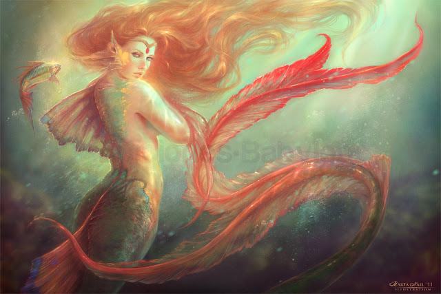 Mermaid,red,Wallpaper