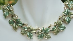 Green leaf enamel necklace by Jewelcraft