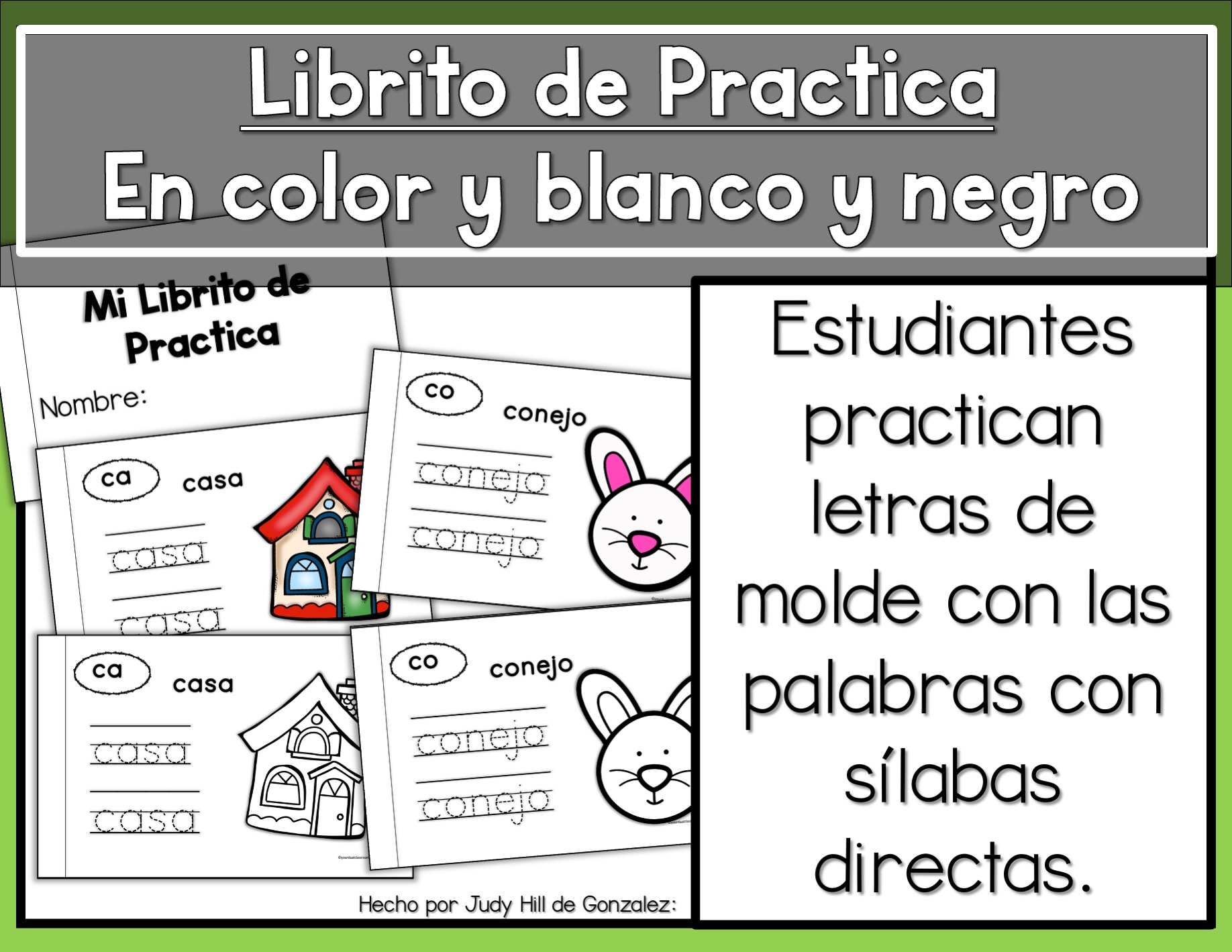 Picture of word writing in Spanish for Kindergarten