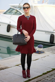Carven burgundy dress, Givenchy Antigona bag, Fashion and Cookies, fashion blogger