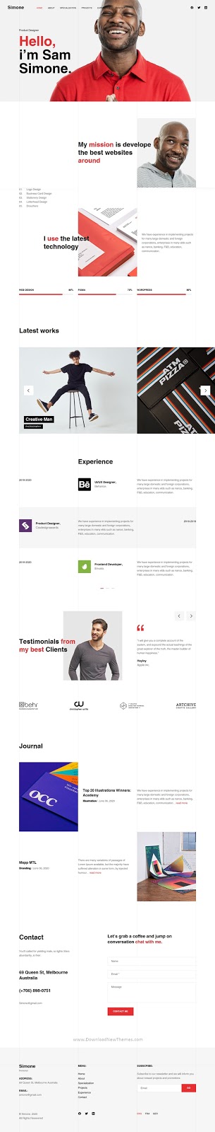 Download Onepage Personal CV/Resume HTML Template 