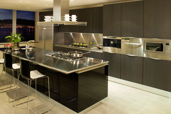 Kitchen with Stainless Steel Countertops