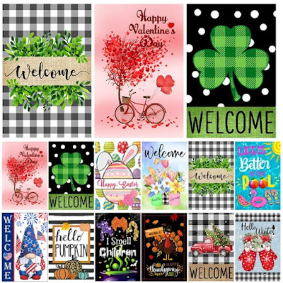 Image: Set of 12 Double Sided 12x18 Inch Welcome Holiday Yard Flag
