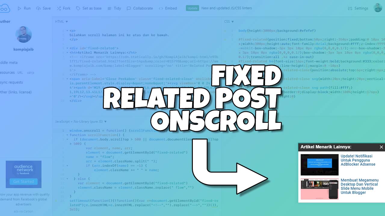 Membuat Fixed Related Post OnScroll Untuk Non AMP
