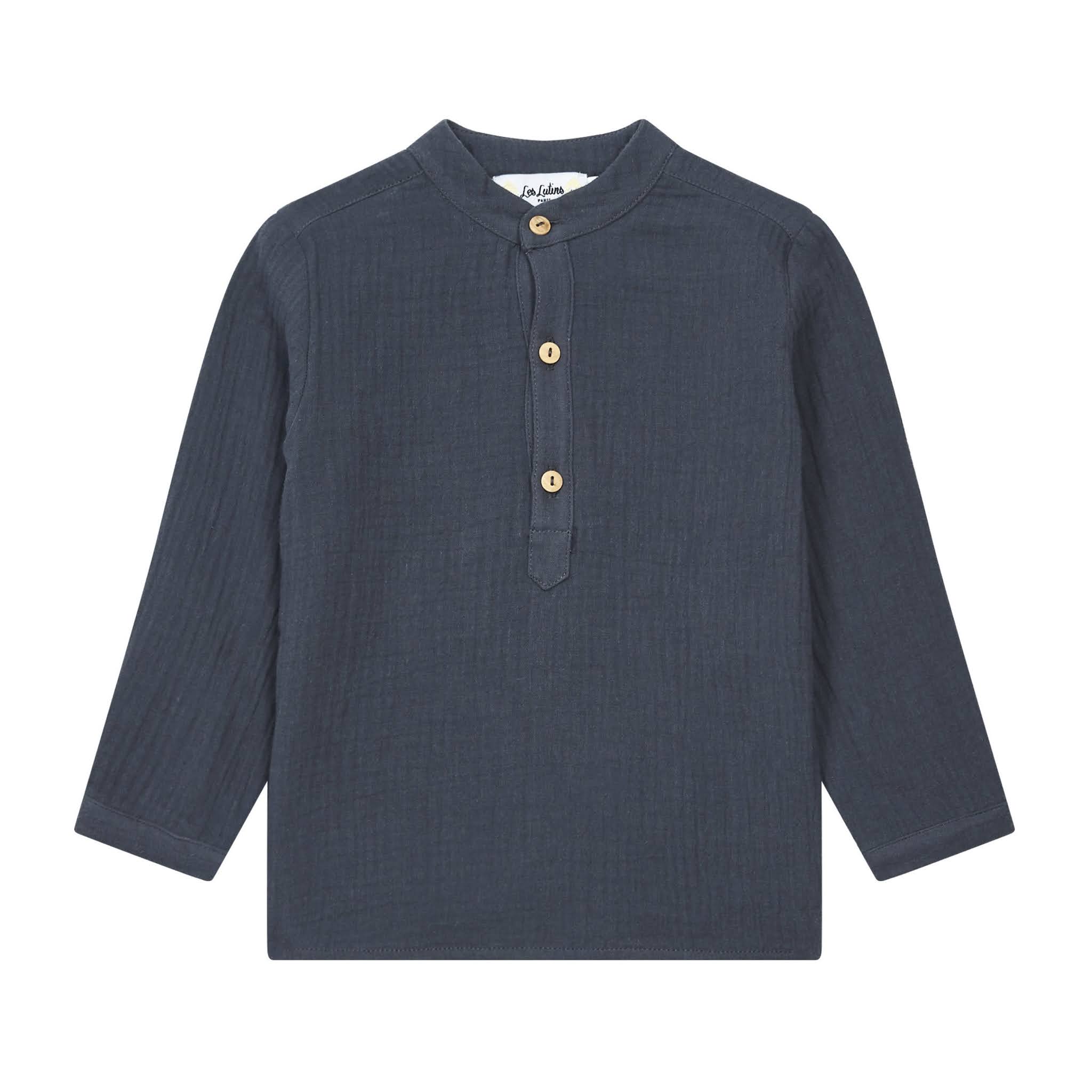 Boys Midnight Blue Cotton Shirt from Les Lutins