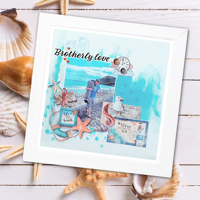 Beach themed scrapbook pages: How to tell your summer story. Project by Lou Sims