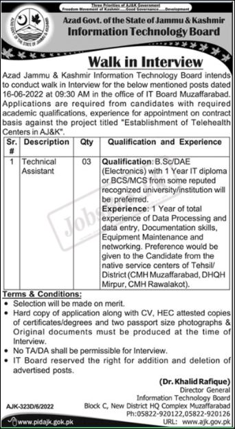 Latest Jobs Opportunities Information Technology Board AJK-May-2022