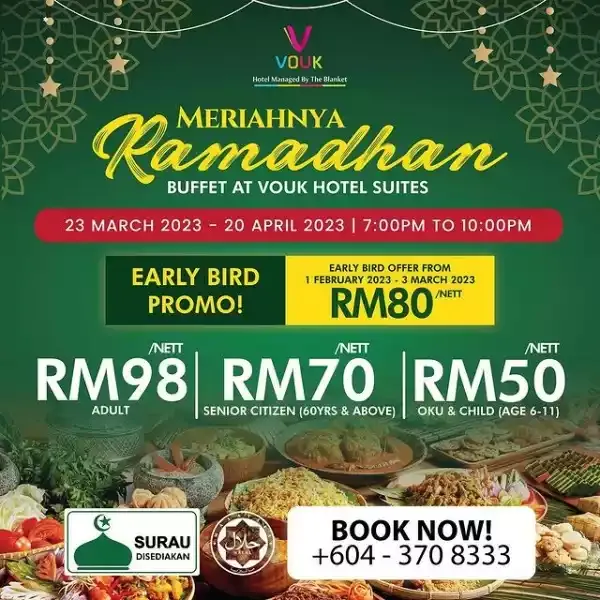 Poster gambar harga buffet ramadhan di Vouk Hotel Suites 2023