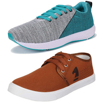 Bersache Men's Multicolor Combo Pack of 2 Canvas Casual Sport Running Shoes for Men