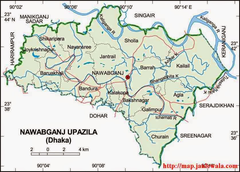 nawabganj (dhaka) upazila map of bangladesh