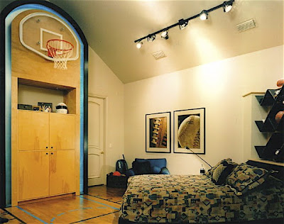 modern basketball bedroom design with ceiling lights
