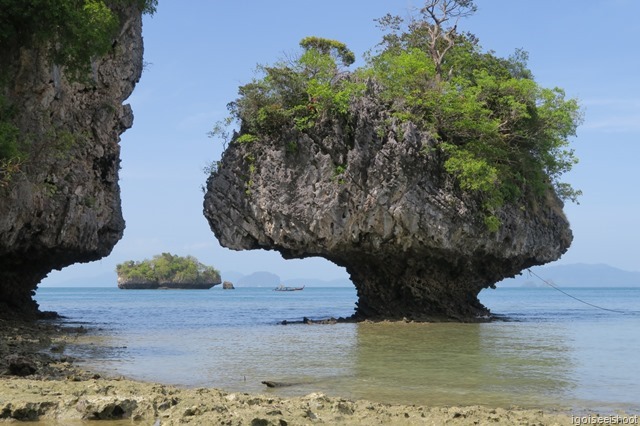 Interesting mushroom shape rock at Pak Bia Island