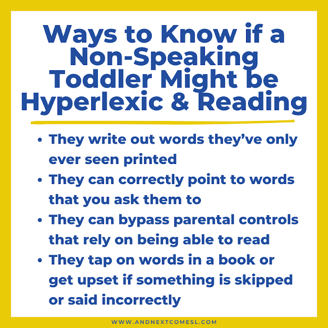 Ways to know if a non-speaking toddler might be hyperlexic and reading