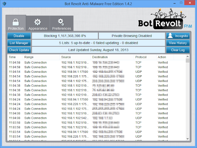 تحميل برنامج Bot Revolt Free لكشف والحماية من الأجهزة الخطيرة علي شبكة الانترنت 1.4.2