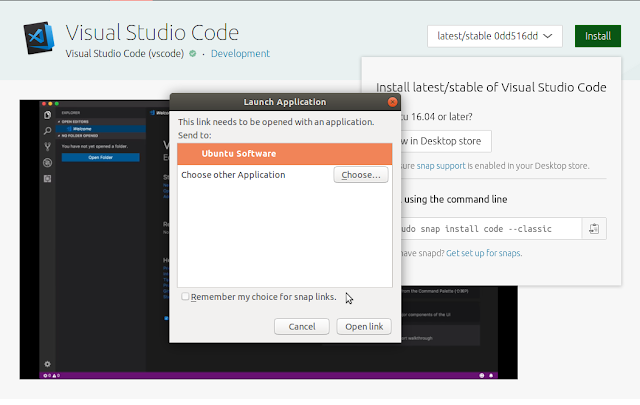 Visual Studio Code launches as a snap.VSCode dapat diinstall via snap