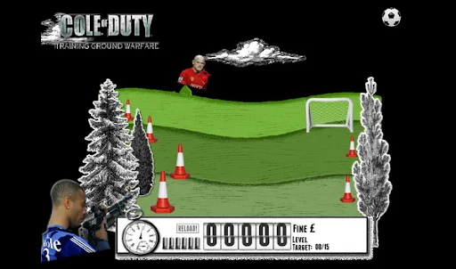 Ashley Cole has Wayne Rooney in his sights in Cole of Duty: Training Ground Warfare