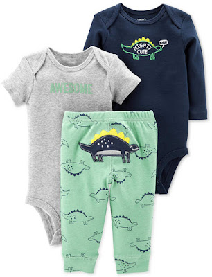 Baby Boys 3-Pc. Cotton Dinosaurs Bodysuits & Pants Set