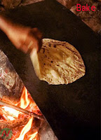 bake, bake a flatted bread 