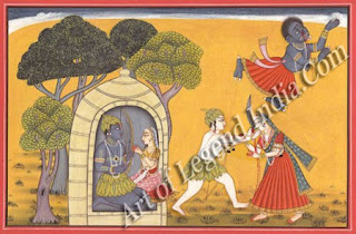 Rama comforts Sita during the forest exile and Lakshmana cutting off Surpanakha's nose