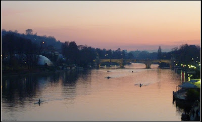 Turin (night view) - The Po River, flowing through the city