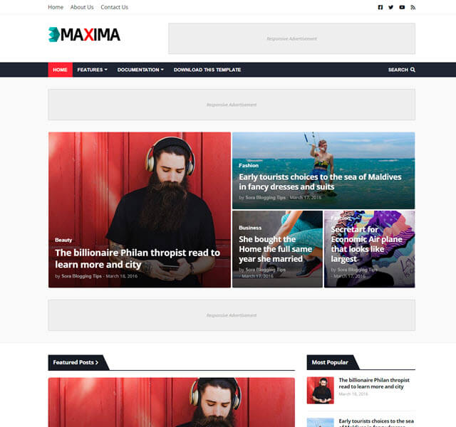 Maxima nice blogger template for free