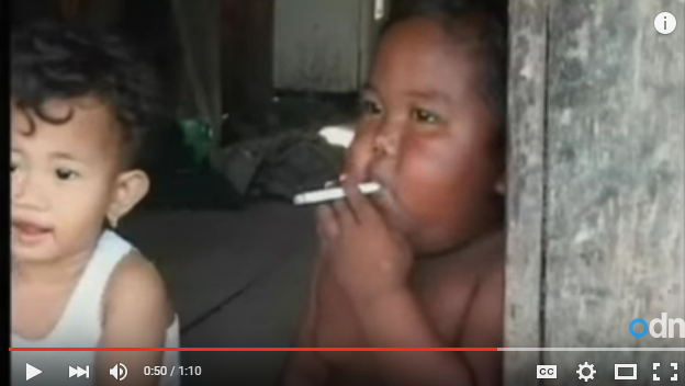 Smoking child-40 cigarettes per day.
